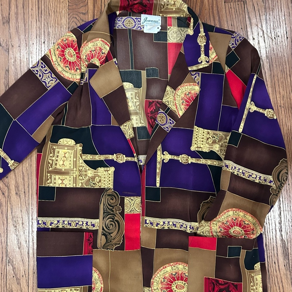 Vintage Patchwork Button-Up Blazer in Purple, Bro… - image 3